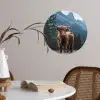 Schotse hooglander - Berg - Landschap - Bomen - Koe - Natuur Wandcirkel behangsticker klein -sfeer3