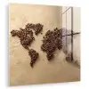 Wereldkaart - Zandkleur - Koffiebonen plexiglas 5mm klein -zzzproduct_nieuw