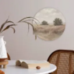 Landschap - Minimalistisch - Beige Akoestische PET Vilt - Rond klein -sfeer3