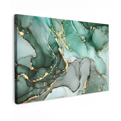 Goud - Marmer - Groen - Luxe - Marmerlook - Grijs canvas 2cm klein -z3d