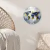 Wereldkaart - Blauw - Abstract Wandcirkel plexiglas klein -sfeer5