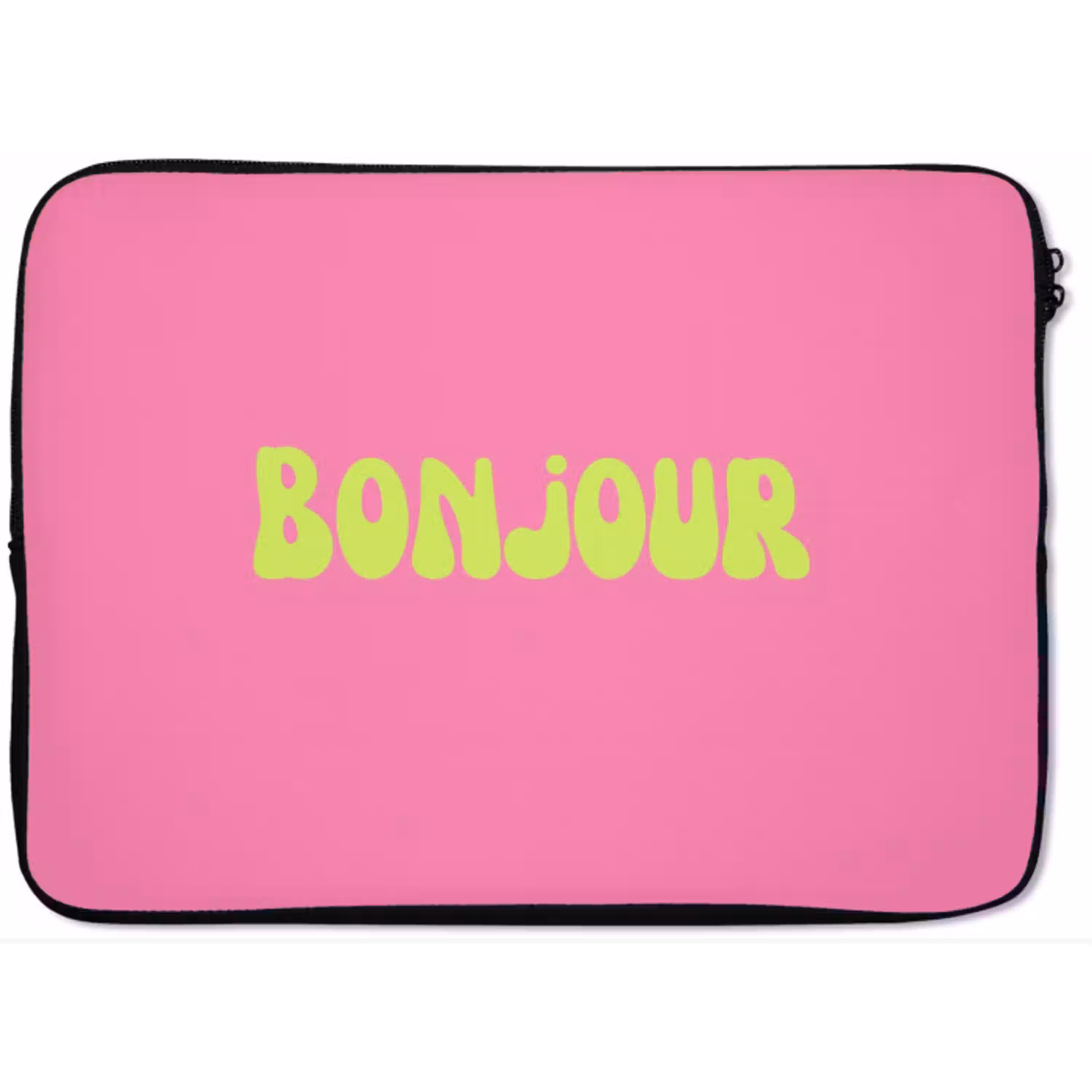 Roze - Groene bonjour - Organisch laptophoes neopreen klein -zkaufland3dotto