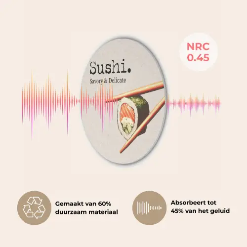 Sushi - Zalm - Rijst - Japans Akoestische PET Vilt - Rond klein -USP_NL