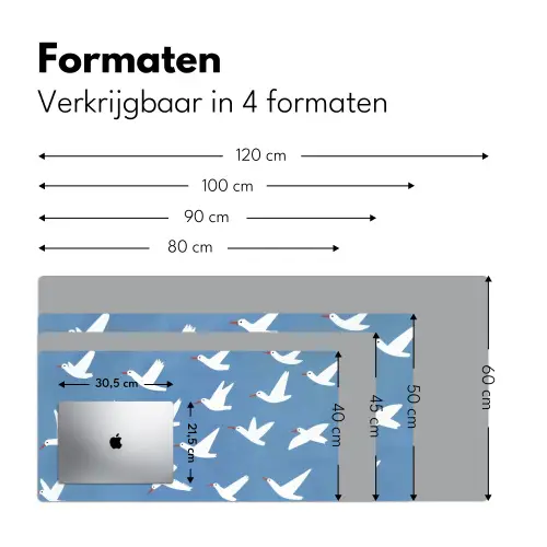 Vogels - Wit - Patroon Muismat XXL klein -sfeer5