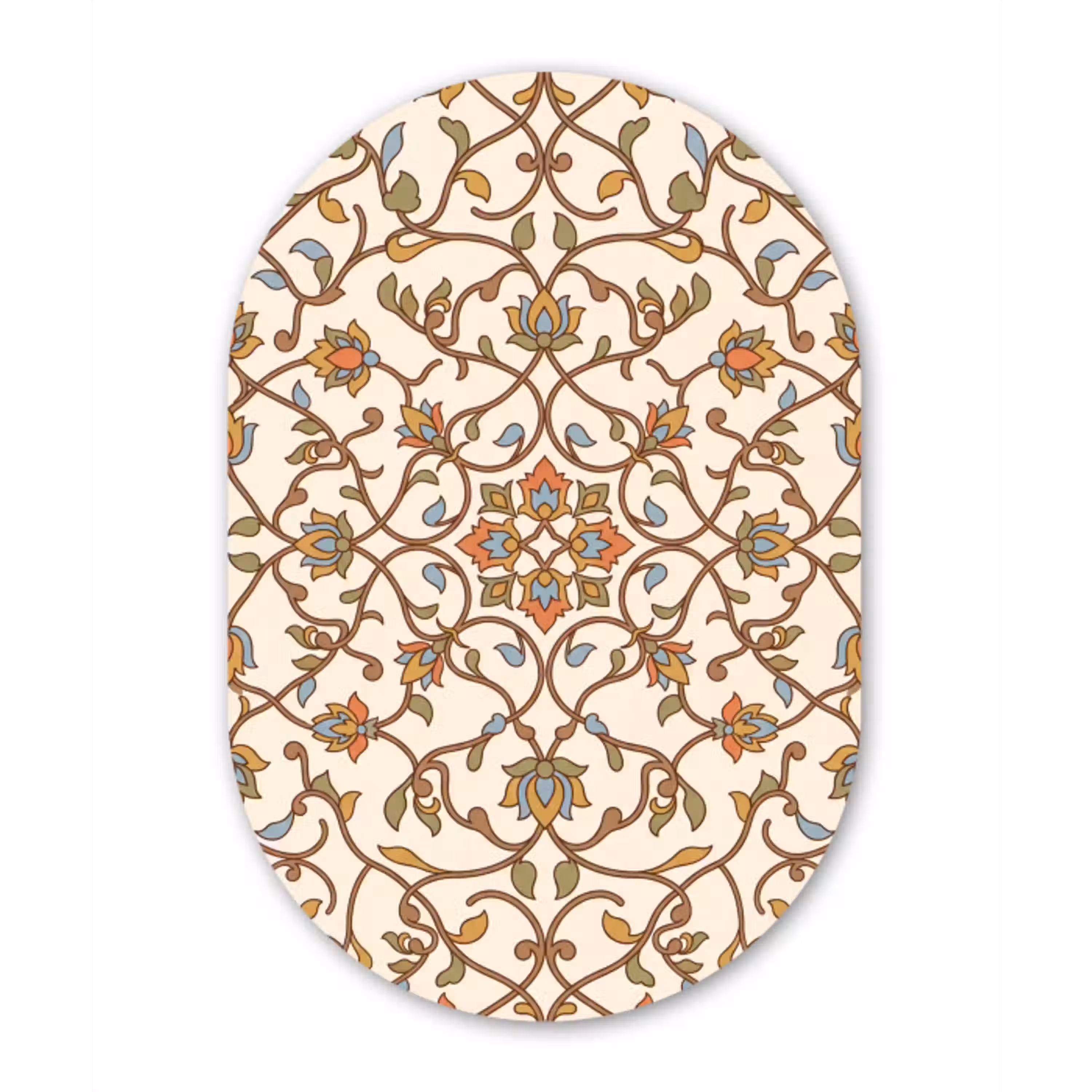Patroon - Bloemen - Ornament - Kleurrijk Wandcirkel Ovaal Aluminium middel -3d