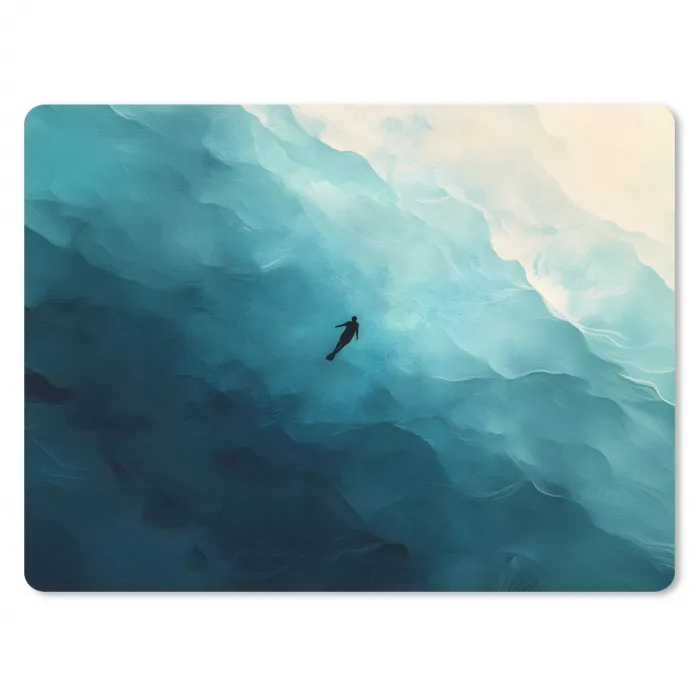 Zee - Silhouet - Abstract - Blauw muismat rubber klein -3d