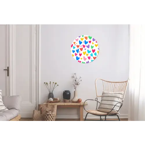 Hartjes - Kleurrijk - Patroon - Levendig Wandcirkel aluminium klein -woonkamer