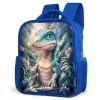 Dino in mystieke jungle met maanlicht Kinderrugzak - Blauw middel -schuin