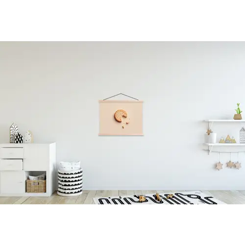 Koekje - Kruimels - beige textielposter latten blank klein -kinderkamer