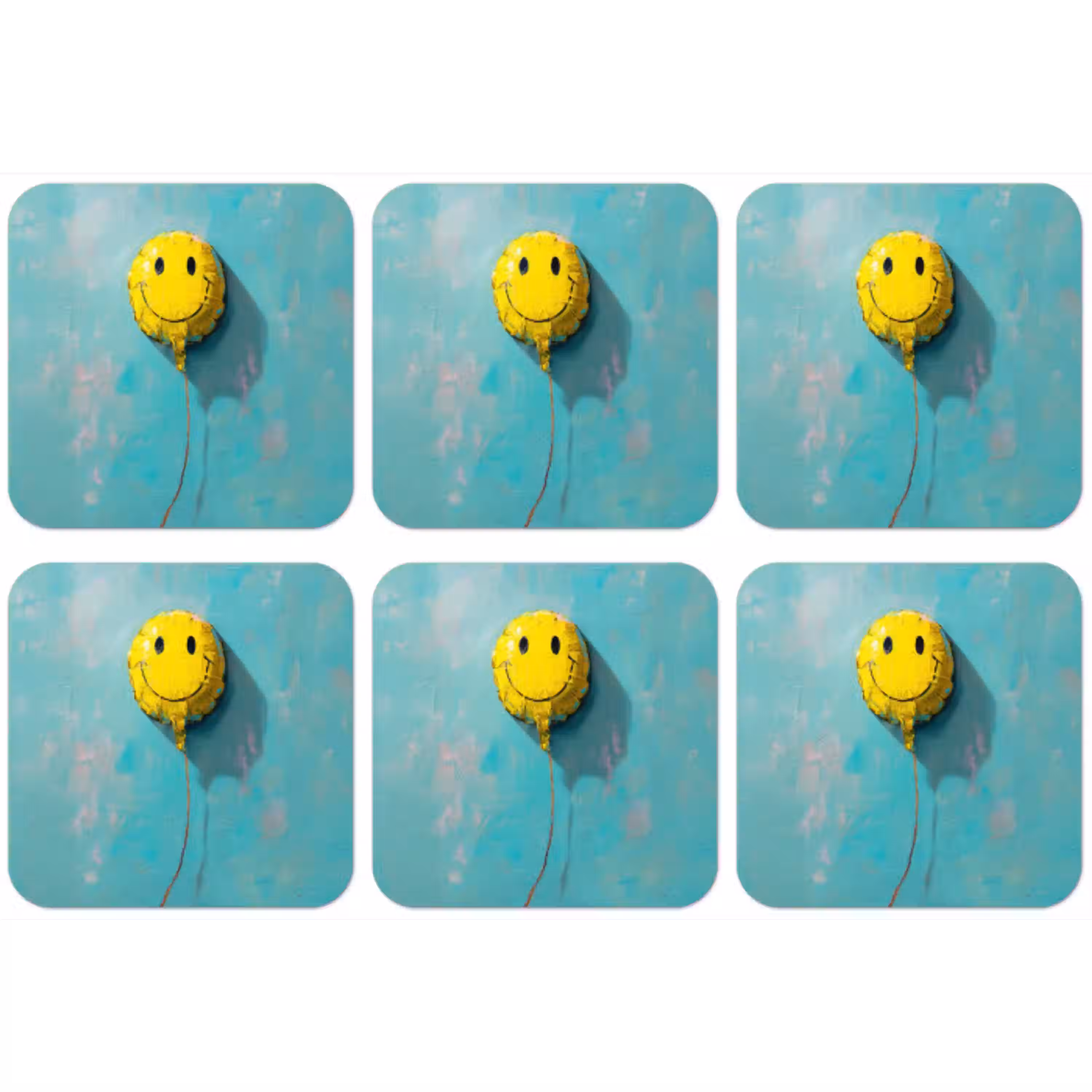 Ballon - Geel - Smiley onderzetter kurk middel -zkaufland3dotto