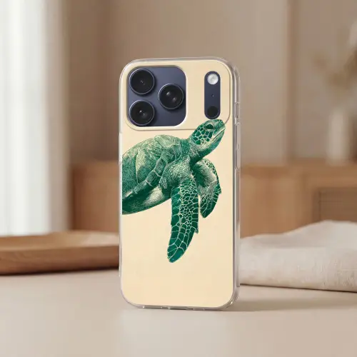Schildpad - Sierlijk - Groen - Schild Telefoonhoesje iPhone 17 Pro klein -sfeer2
