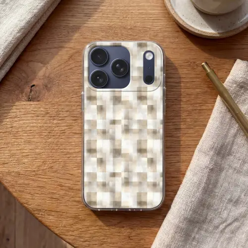 Textuur - Linnen - Beige Telefoonhoesje iPhone 17 Pro klein 878 -sfeer1