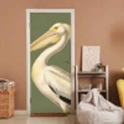Pelikaan - Wit - Vogel - Klassiek - Natuur deurposter klein -sfeer1