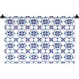 Modern - Patroon - Blauw - Roze Wandkleed katoen klein 269 -zz3d