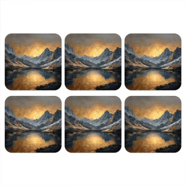Onderzetter - Berglandschap met Gouden Zonsondergang