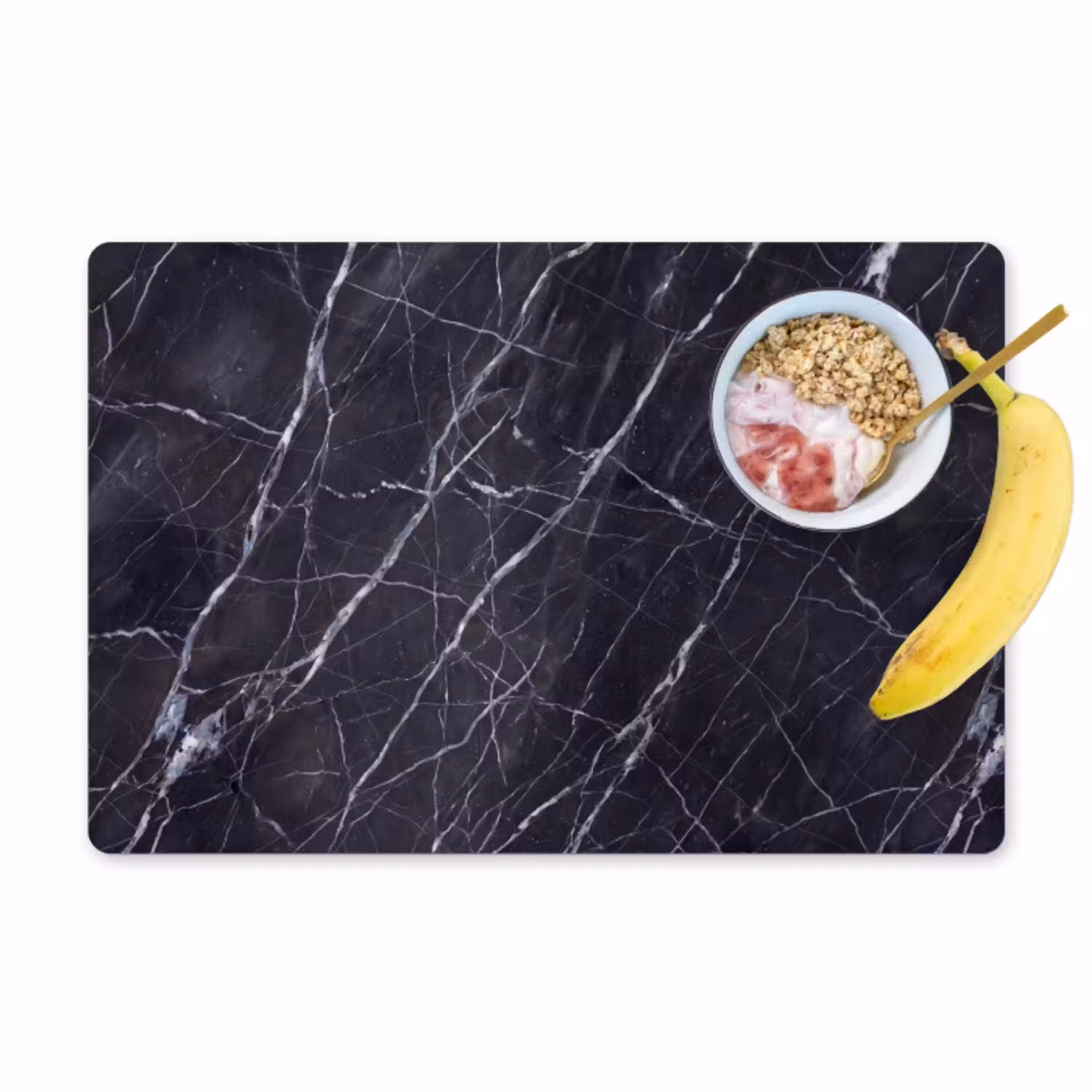 Marmer - Patroon - Modern - Zwart - Wit Placemat vinyl groot -zzzproduct_Kitchenyeah-website