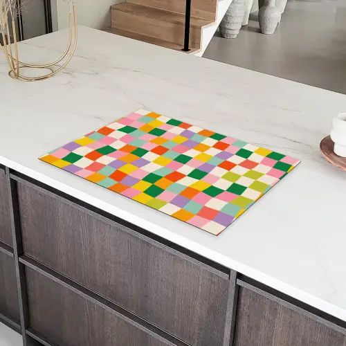 Vierkanten - Kleurrijk - Golvend Inductie beschermer vinyl 3mm klein -sfeer8