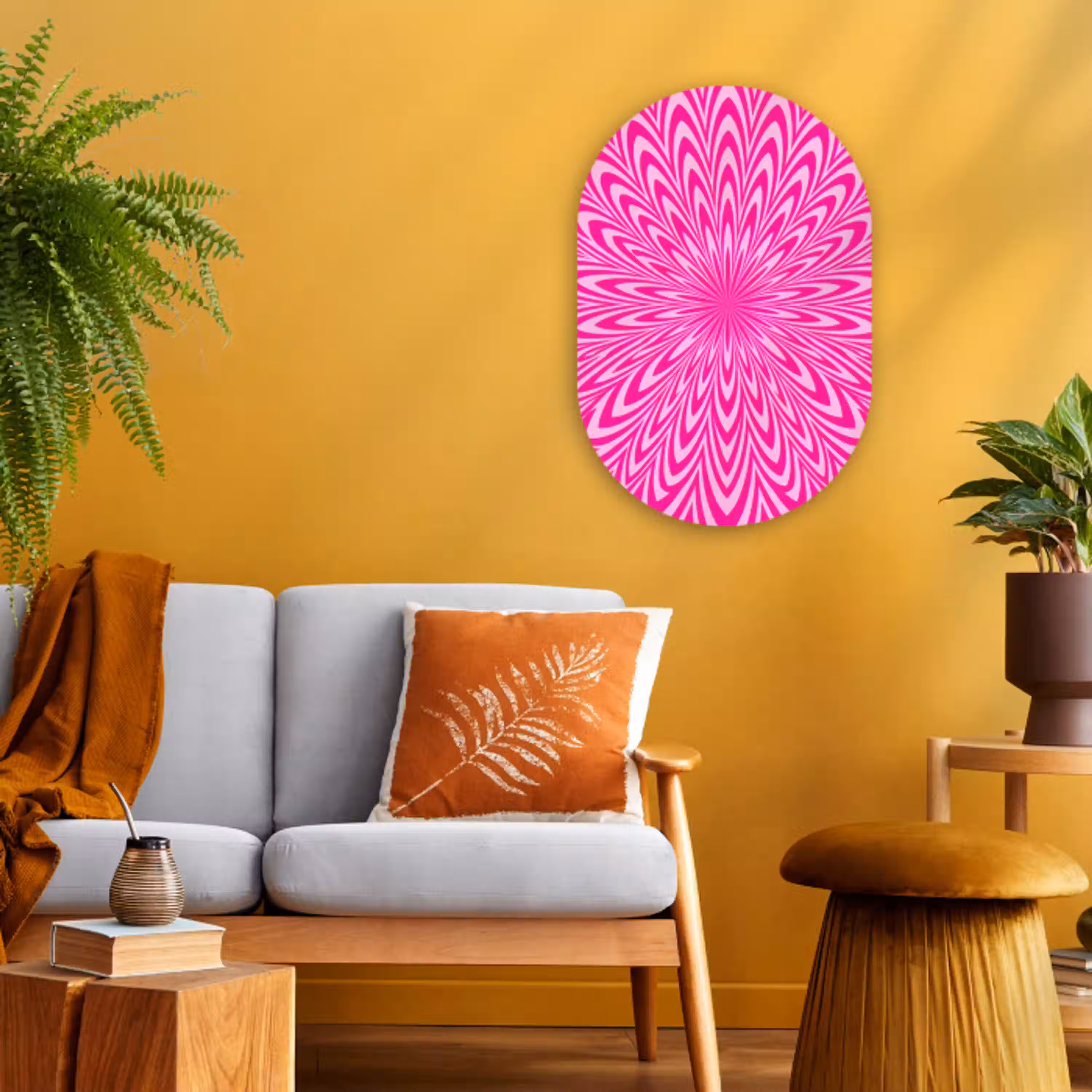 Patroon - Optisch - Roze Wandcirkel Ovaal Forex klein -sfeer4