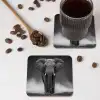 Olifant - Zwart - Wit - Rook onderzetter kurk middel -sfeer2