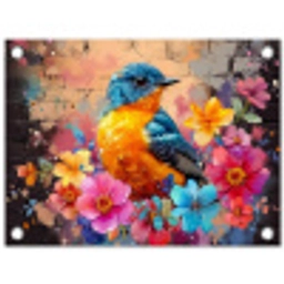 Vogel in Bloemenpracht tuinposter los doek klein -3d