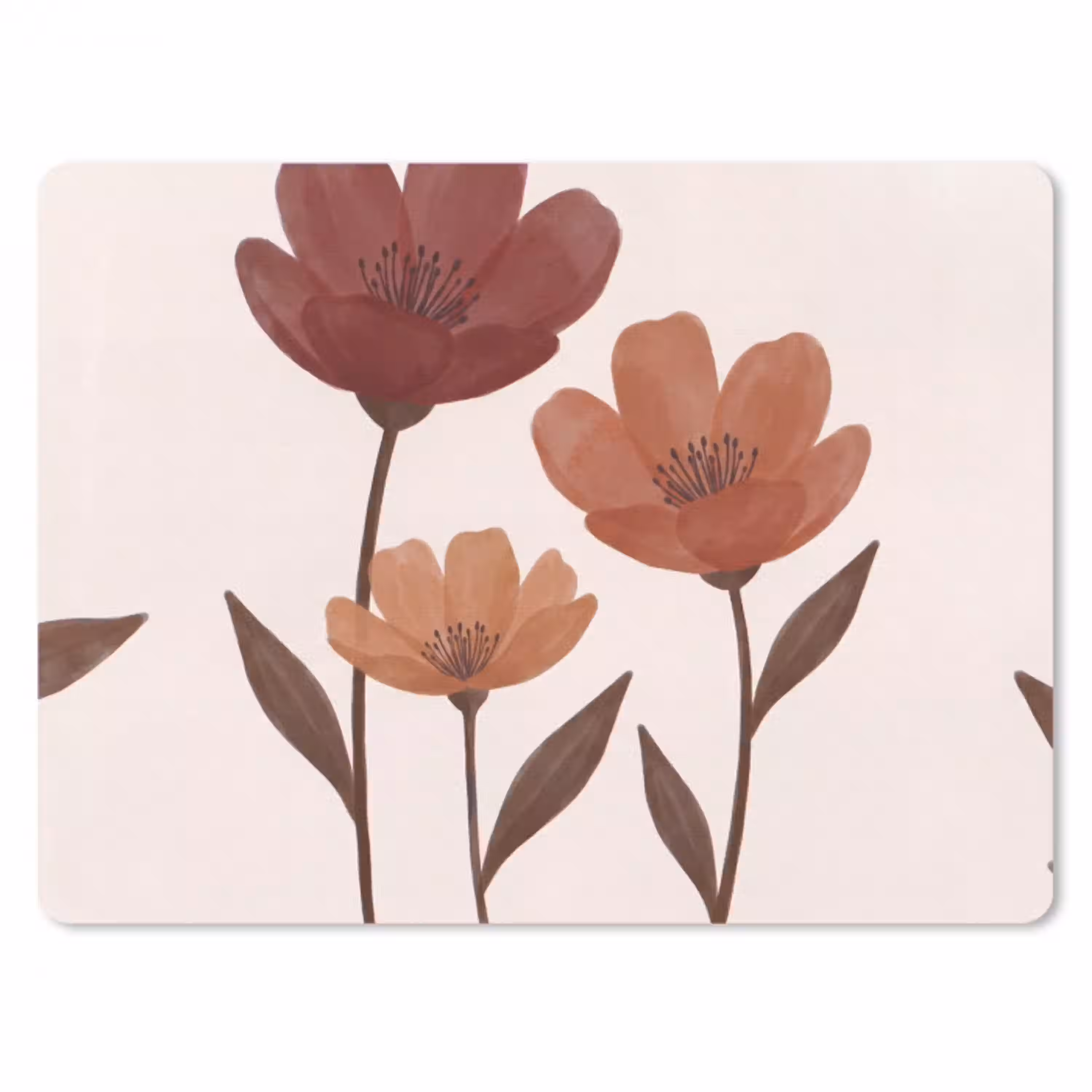 Bloemen - Abstract - Modern - Bruin - Decoratief muismat rubber klein -3d