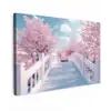 Brug - Kersenbomen - Wit Tuinposter op houten frame 2 cm dik klein -3d