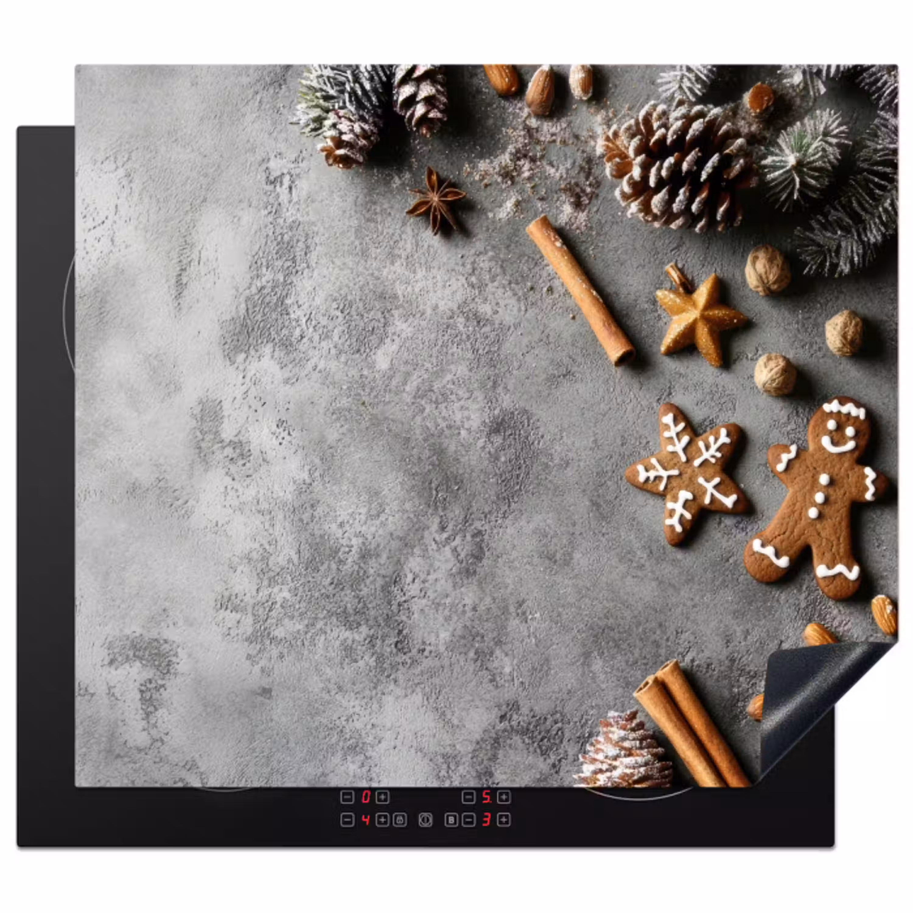 Kerst - Bakken - Grijs - Landelijk Inductie beschermer vinyl 3mm middel -3d