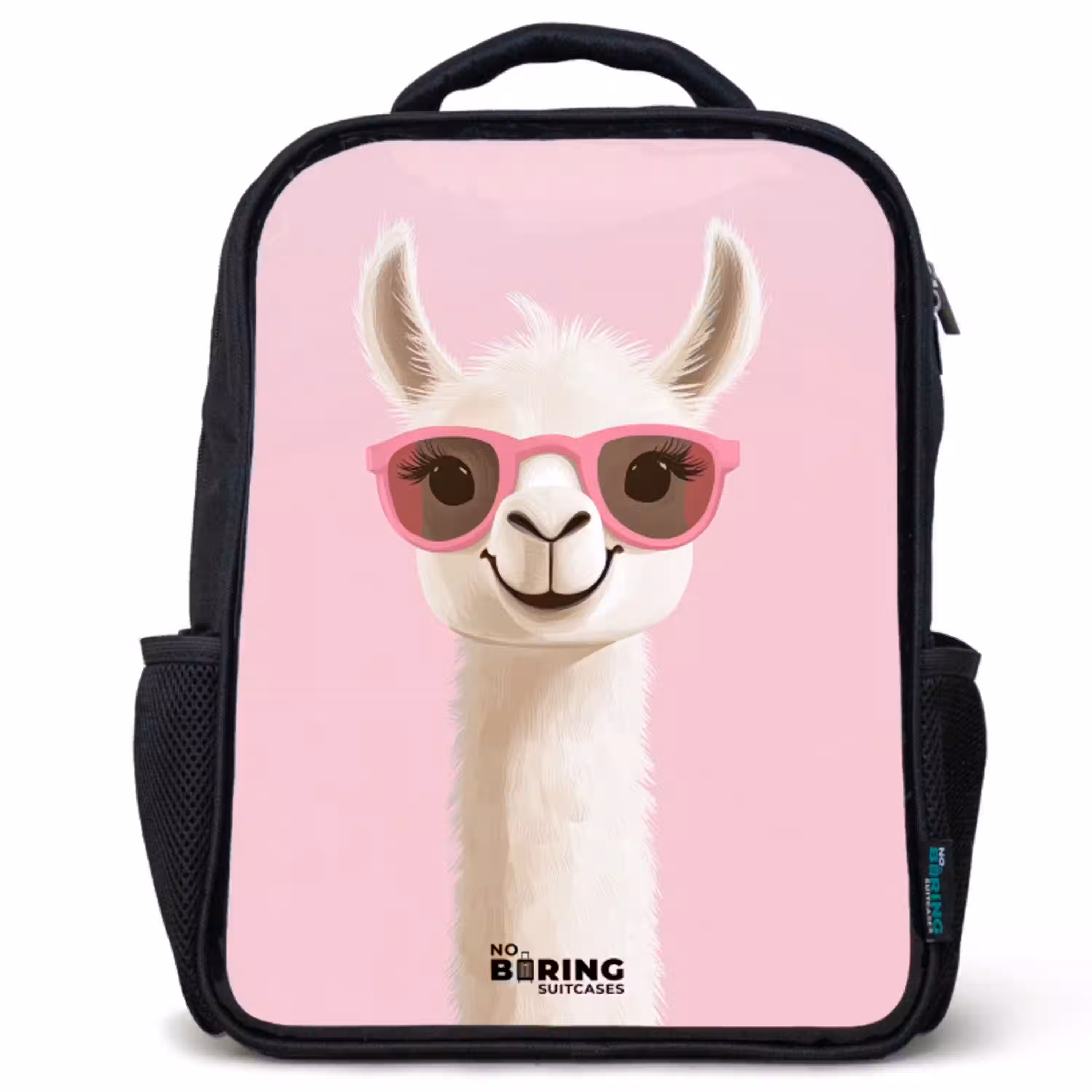 Lama - Wit - Zonnebril - Wimpers Rugzak - Zwart middel -3d