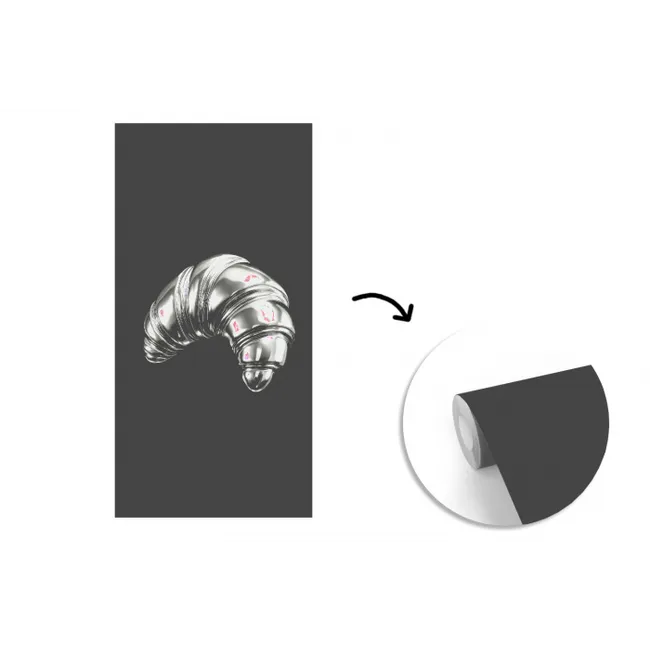 Croissant - Metaal - Zilver fotobehang vinyl groot -3d