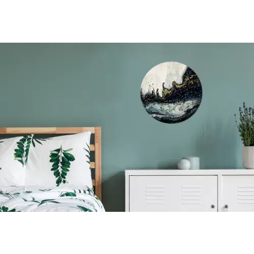Marmer - Abstract - Goud - Luxe Wandcirkel aluminium klein -slaapkamer
