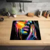 Vrouw - Gezicht - Verf - Kunstzinnig Inductie beschermer vinyl 3mm middel -sfeer5