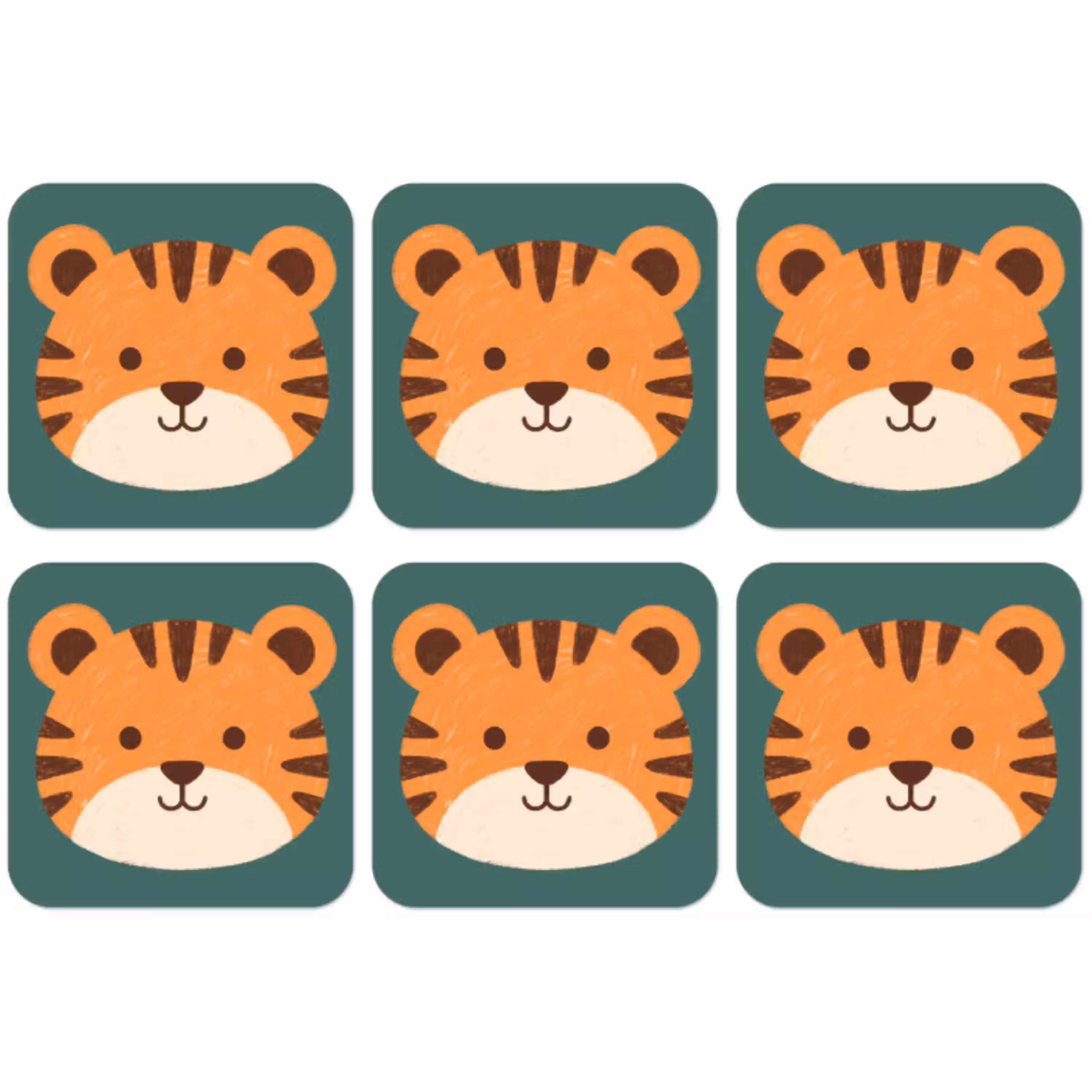 Dieren - Kop - Oranje - Illustratie - Modern onderzetter kurk middel -zkaufland3dotto