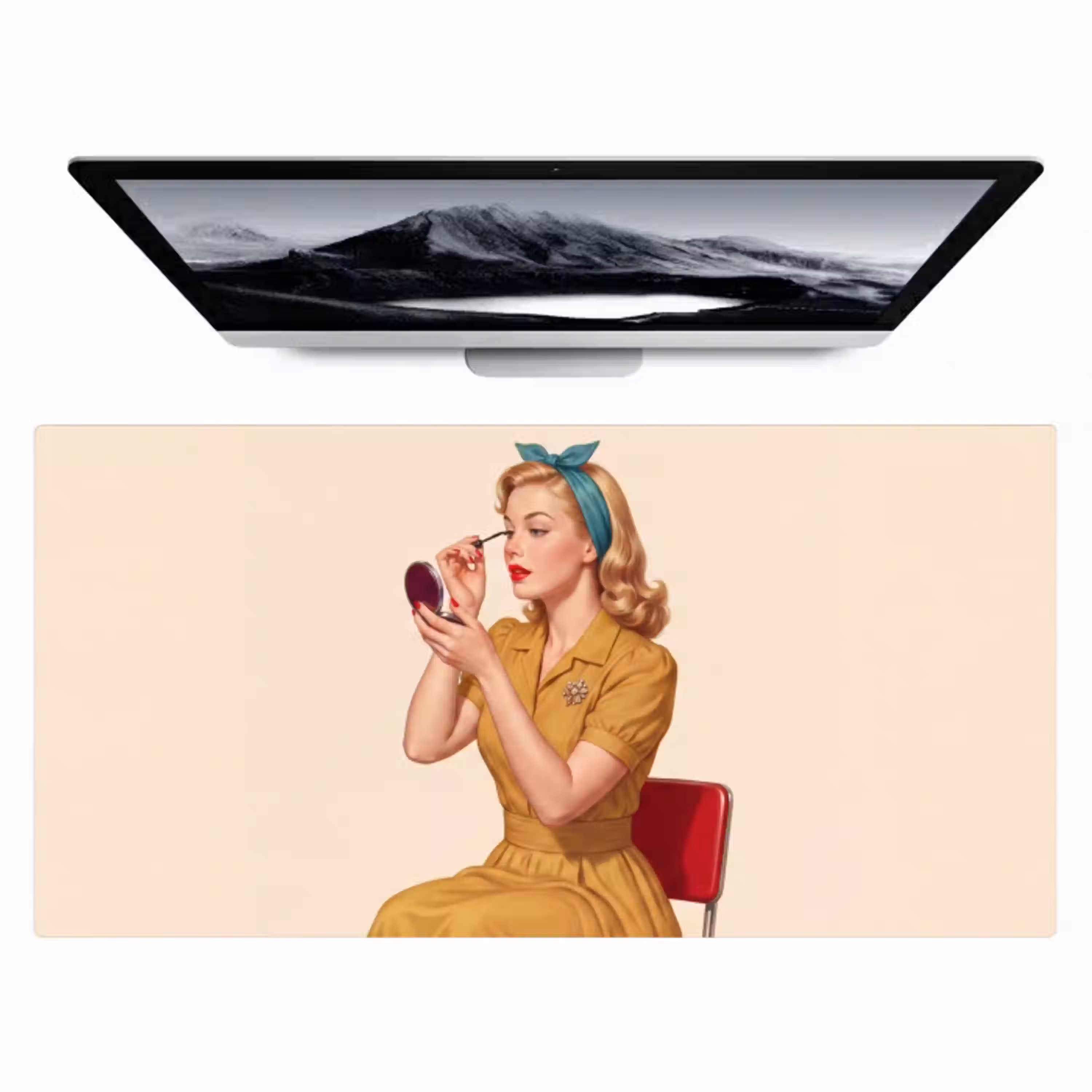 Illustratie - Mascara - Vrouw - Geel Muismat XXL klein -zzz3d