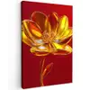 Bloem - Goud - Glazen Tuinposter op houten frame 2 cm dik klein -3d