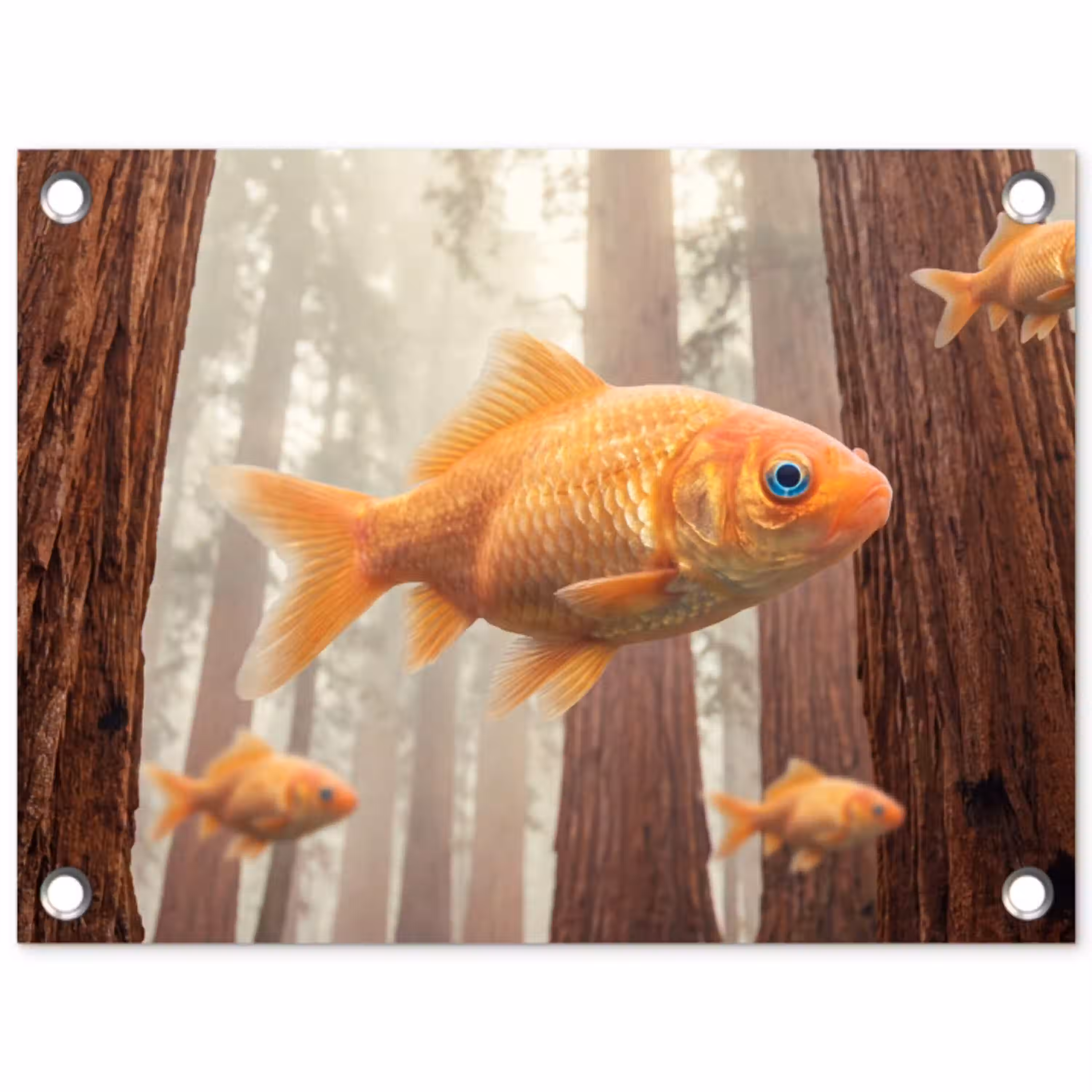 Vis - Bos - Fantasie tuinposter los doek klein -3d