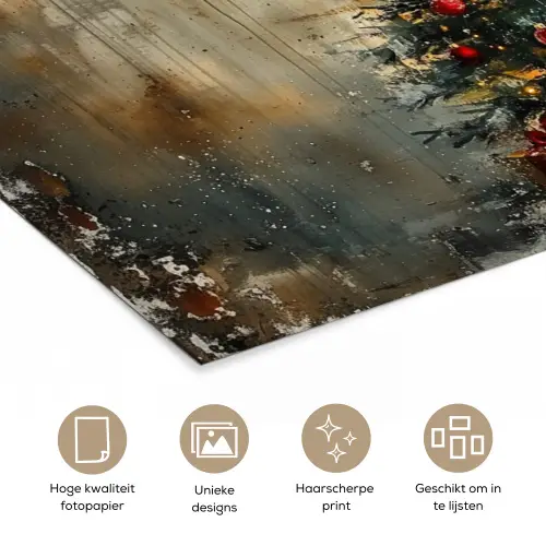 Kerstboom - Vintage - Kerst - Cadeau poster papier klein -closeup_NL