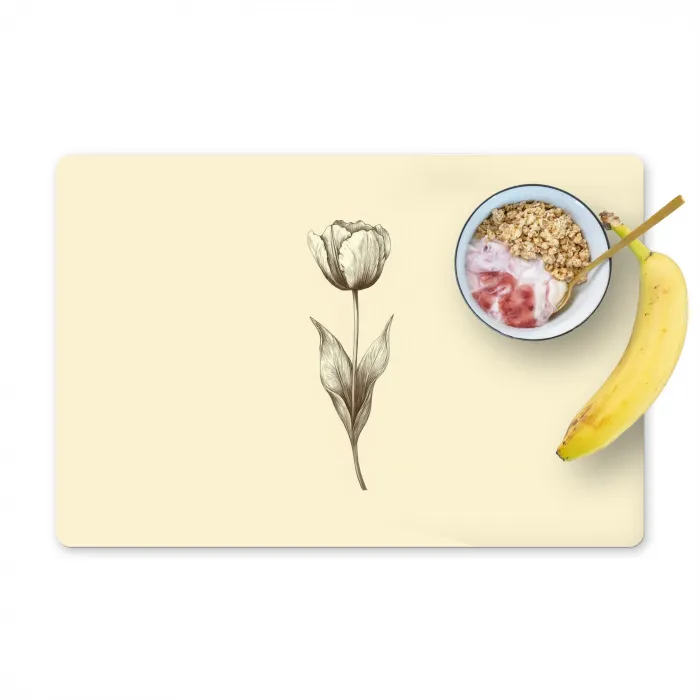 Illustratie - Tulp - Zwart Placemat vinyl groot -zzzproduct_Kitchenyeah-website
