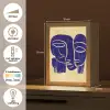 Okergeel - Blauw - Eenvoudige lijnen Light Box met kabel (Tafellamp) klein -USP_NL