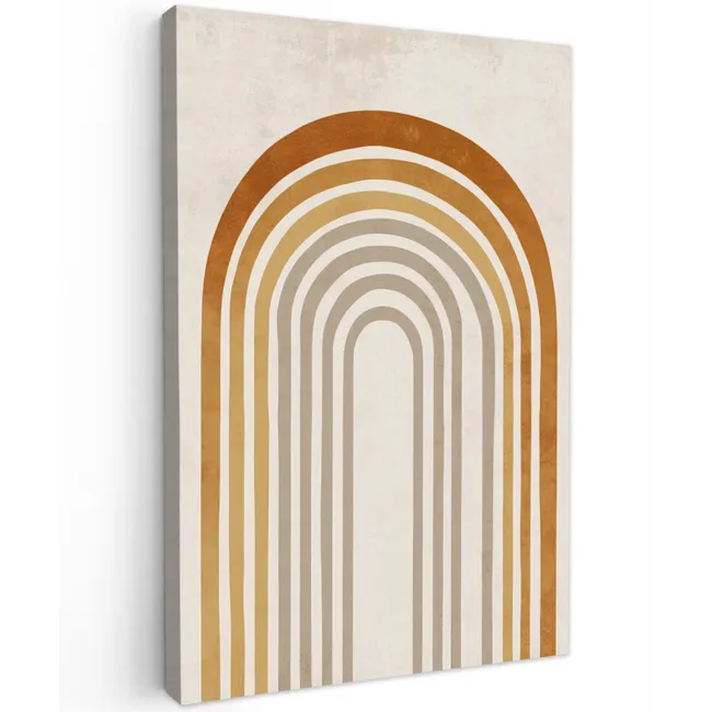 Minimalistisch - Boog - Lijnen - Beige Tuinposter op houten frame 2 cm dik klein -3d