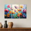 Bloemen - Kleurrijk - Abstract - Natuur Canvas - Meerluiken 3 luik klein -sfeer3