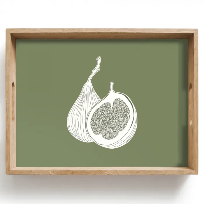 Vijgen - Minimalistisch - Getekend - Mosgroen Dienblad Rechthoek middel -z3d_shopping