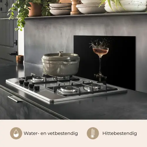Cocktail - Zwart - Spetters - Glas keuken achterwand spatscherm klein -usp_NL