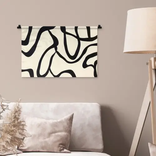 Abstract - Lijnen - Modern - Beige Wandkleed katoen klein -sfeer4
