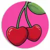 Kers - Roze - Fruit Wandcirkel kunststof plaat 5mm dik klein -3d
