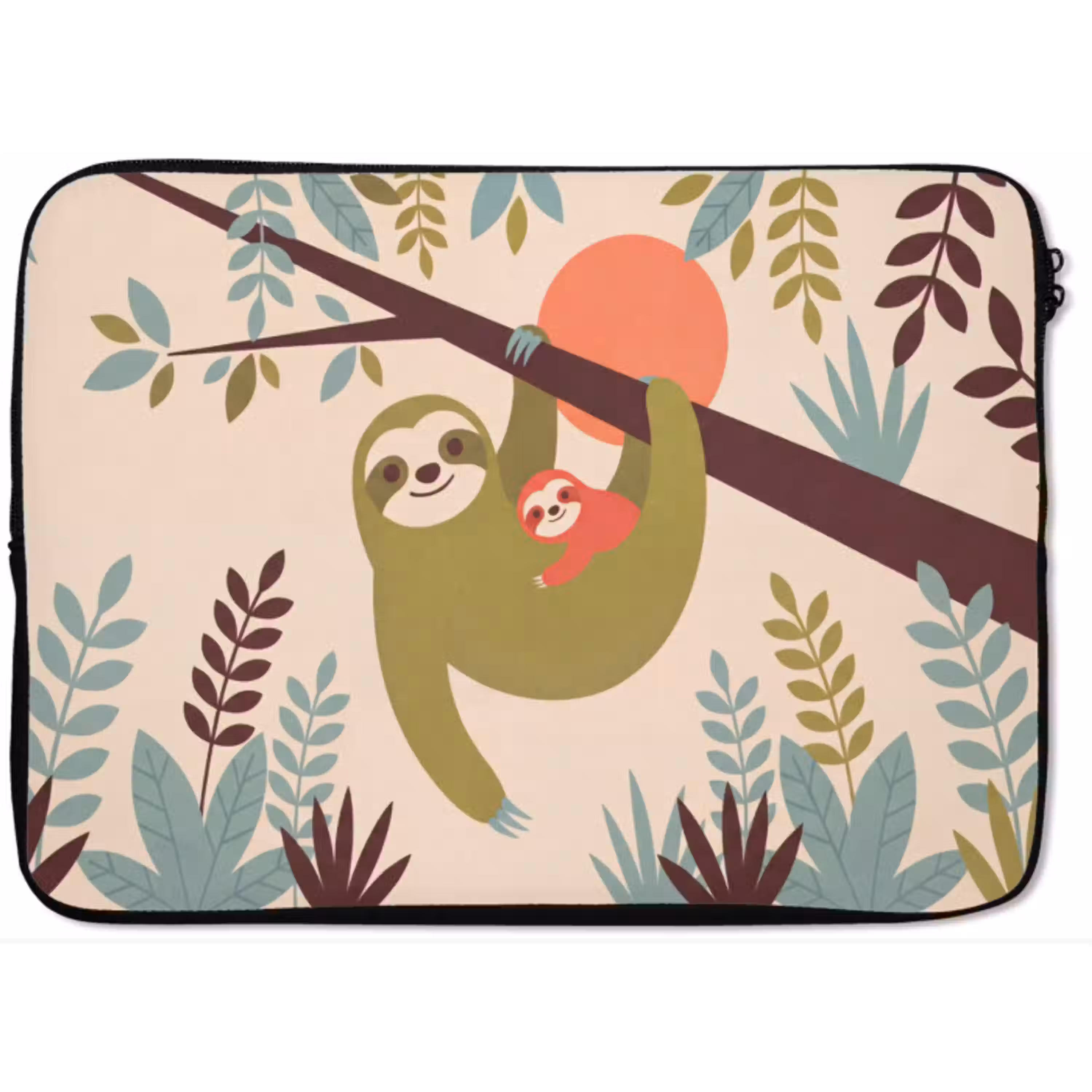 Dieren - Moeder - Baby - Natuur - Groen laptophoes neopreen klein -zkaufland3dotto