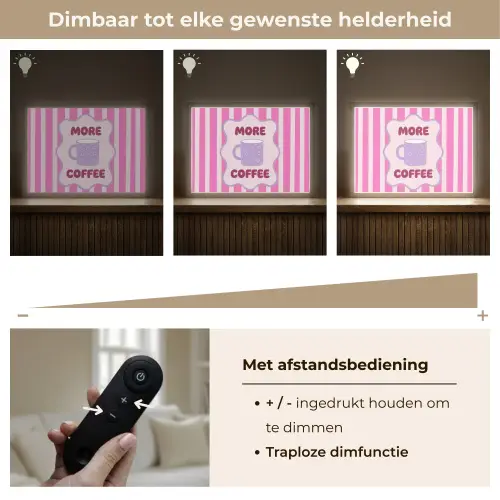 More coffee - Roze - Paars - Strepen - Mok Light Box met batterij (Wandlamp) middel -USP_dimbaarNL