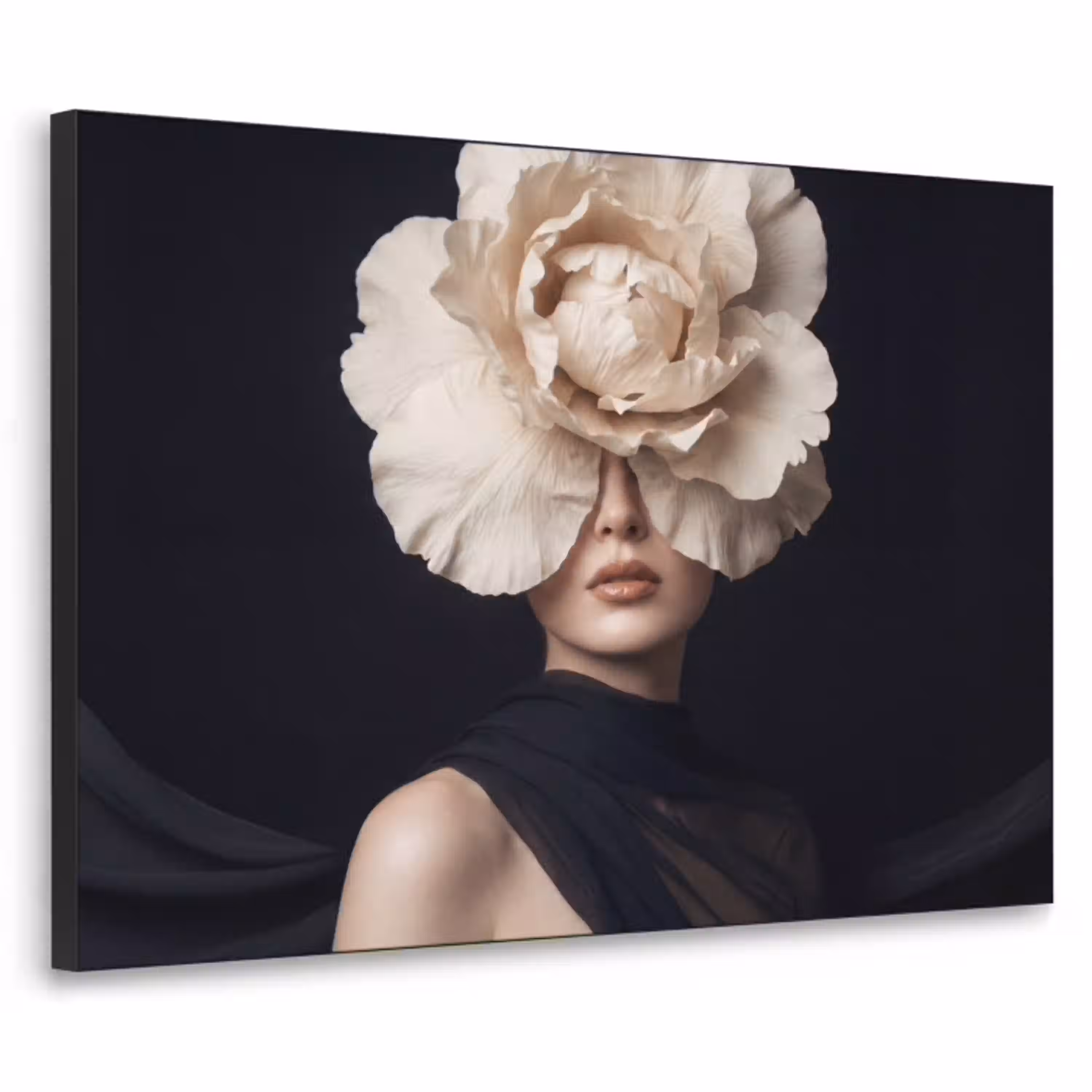 Roos - Tijdloos - Zwart Textielframe zwart klein -3d