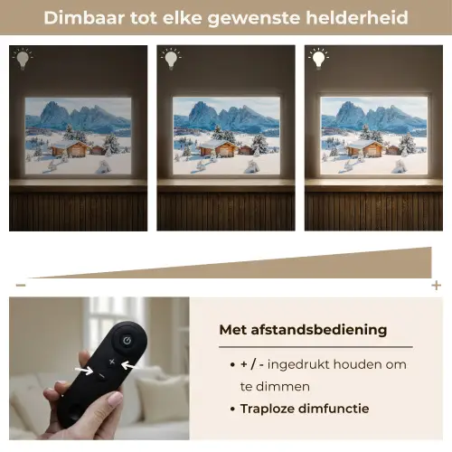 Winter - Huisje - Bergen - Uitzicht - Sneeuw Light Box met batterij (Wandlamp) middel -USP_dimbaarNL