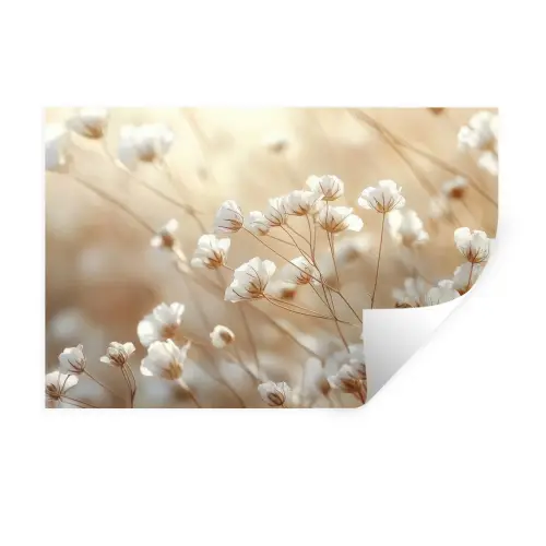 Wilde - Bloemen - Wit Muursticker klein -3d