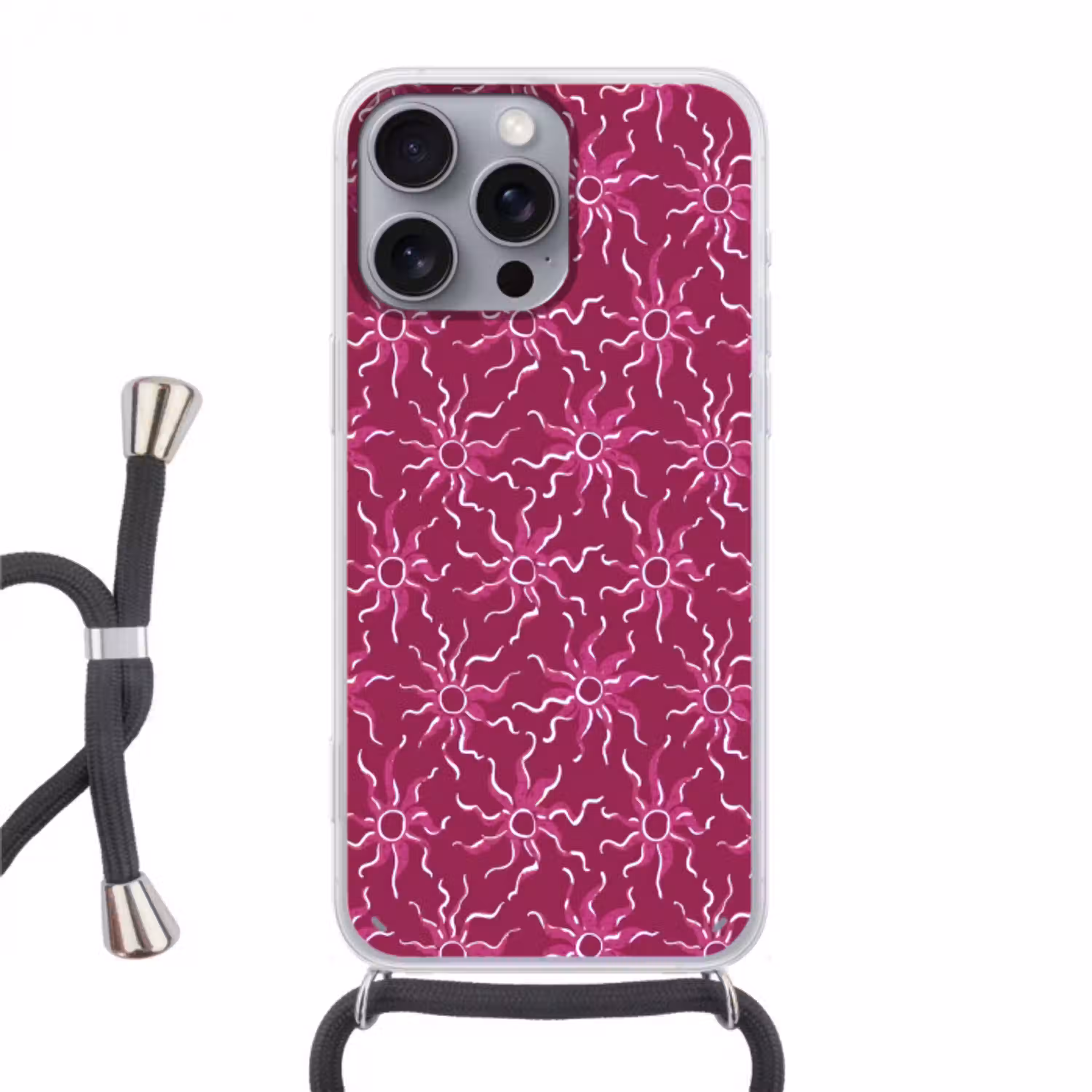 Bohemian - Zon - Magenta Hoesje iPhone 16 Pro Max met koord klein 804 -3d
